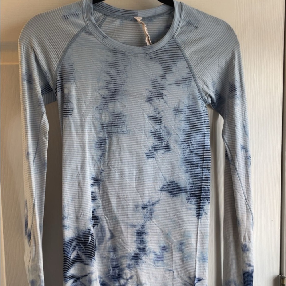 Blue Tie-Dye Long Sleeve Top